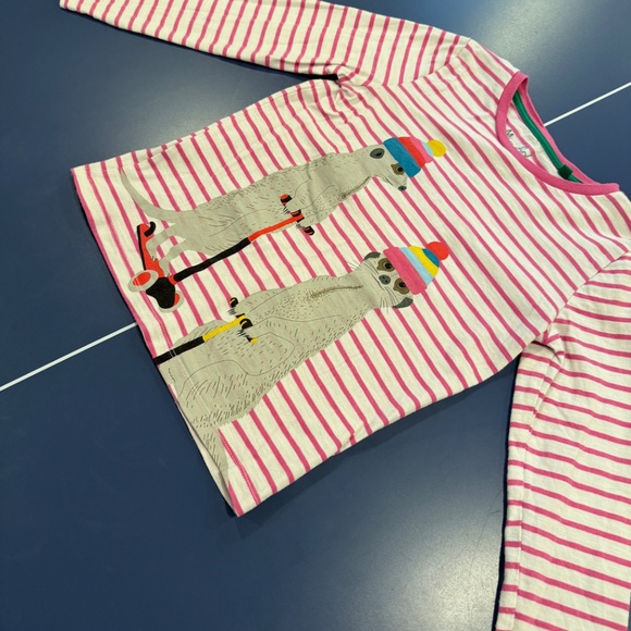 Size 7-8 Mini Boden Animal Logo T-shirt in Ivory/Tickled Pink Meerkat. - Picture 3 of 13
